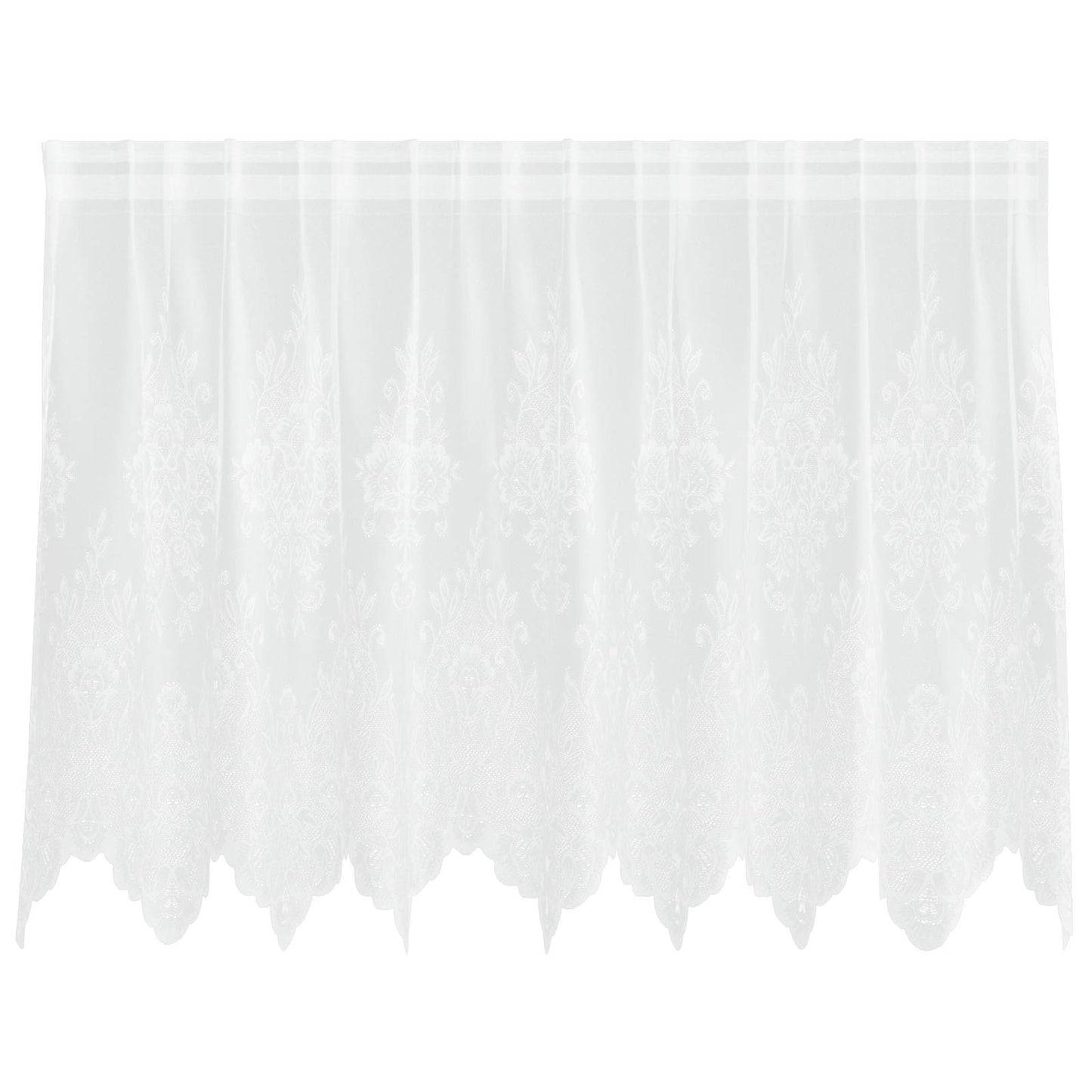 vidaXL Spitzenvorhang mit Vorhängen Floral Weiß 80 x 200 cm Polyester