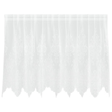 vidaXL Spitzenvorhang mit Vorhängen Floral Weiß 80 x 200 cm Polyester