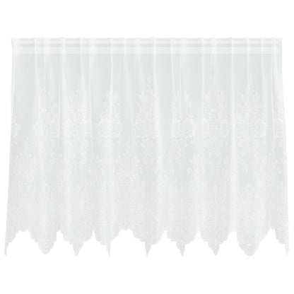 vidaXL Spitzenvorhang mit Vorhängen Floral Weiß 80 x 200 cm Polyester