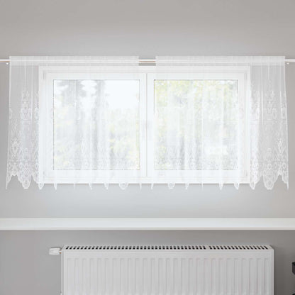 vidaXL Spitzenvorhang mit Vorhängen Floral Weiß 100 x 200 cm Polyester