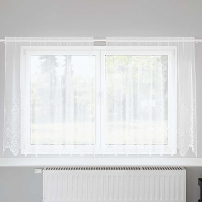vidaXL Spitzenvorhang mit Vorhängen Floral Weiß 180 x 200 cm Polyester