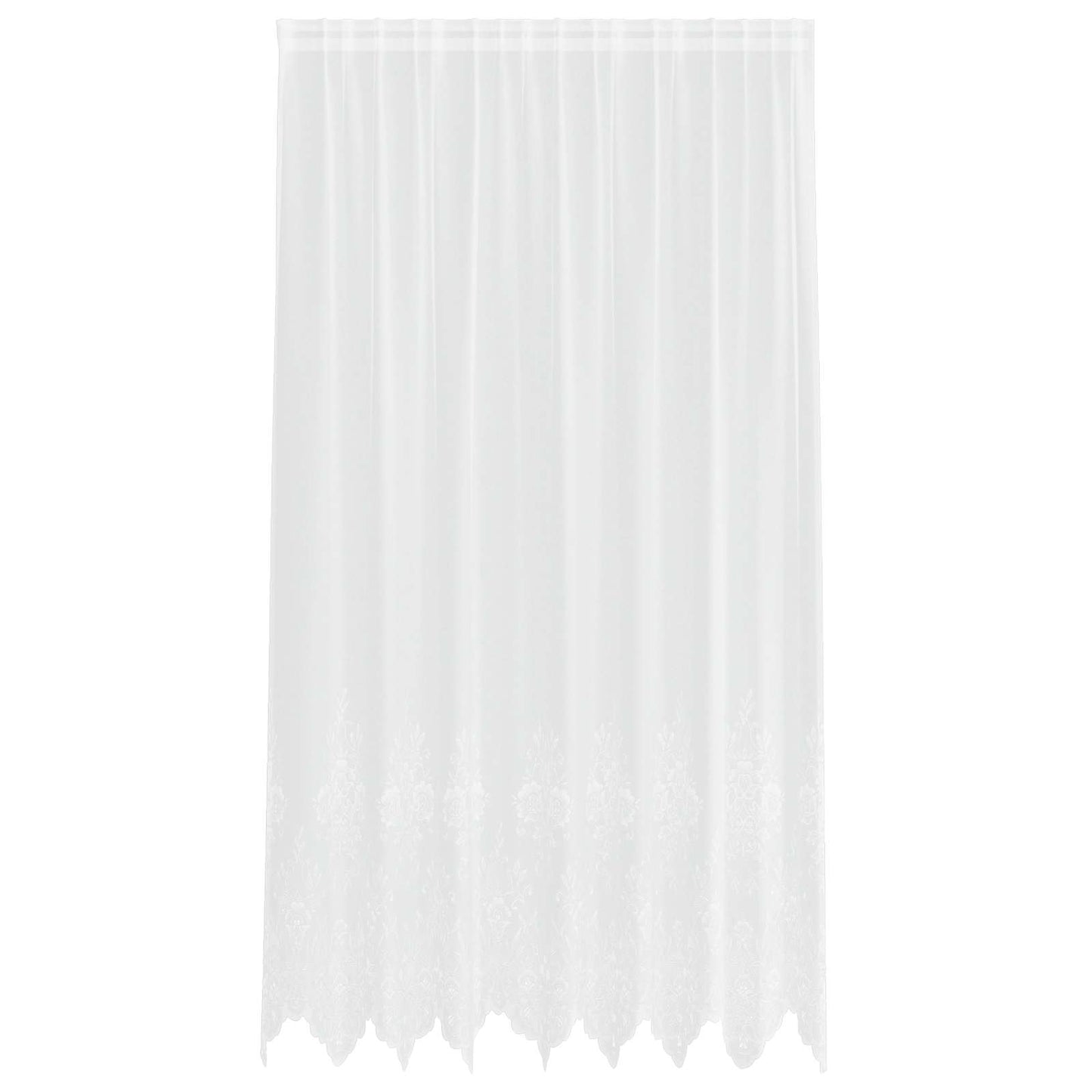 vidaXL Spitzenvorhang mit Vorhängen Floral Weiß 220 x 200 cm Polyester