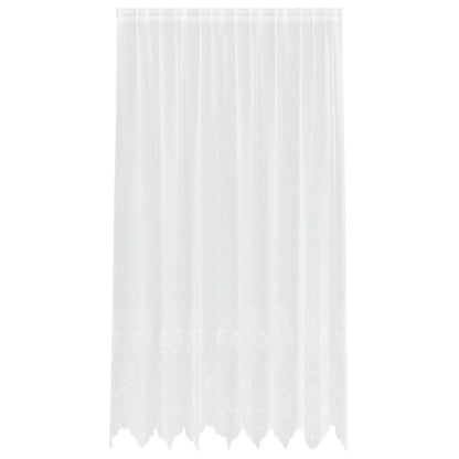 vidaXL Spitzenvorhang mit Vorhängen Floral Weiß 220 x 200 cm Polyester