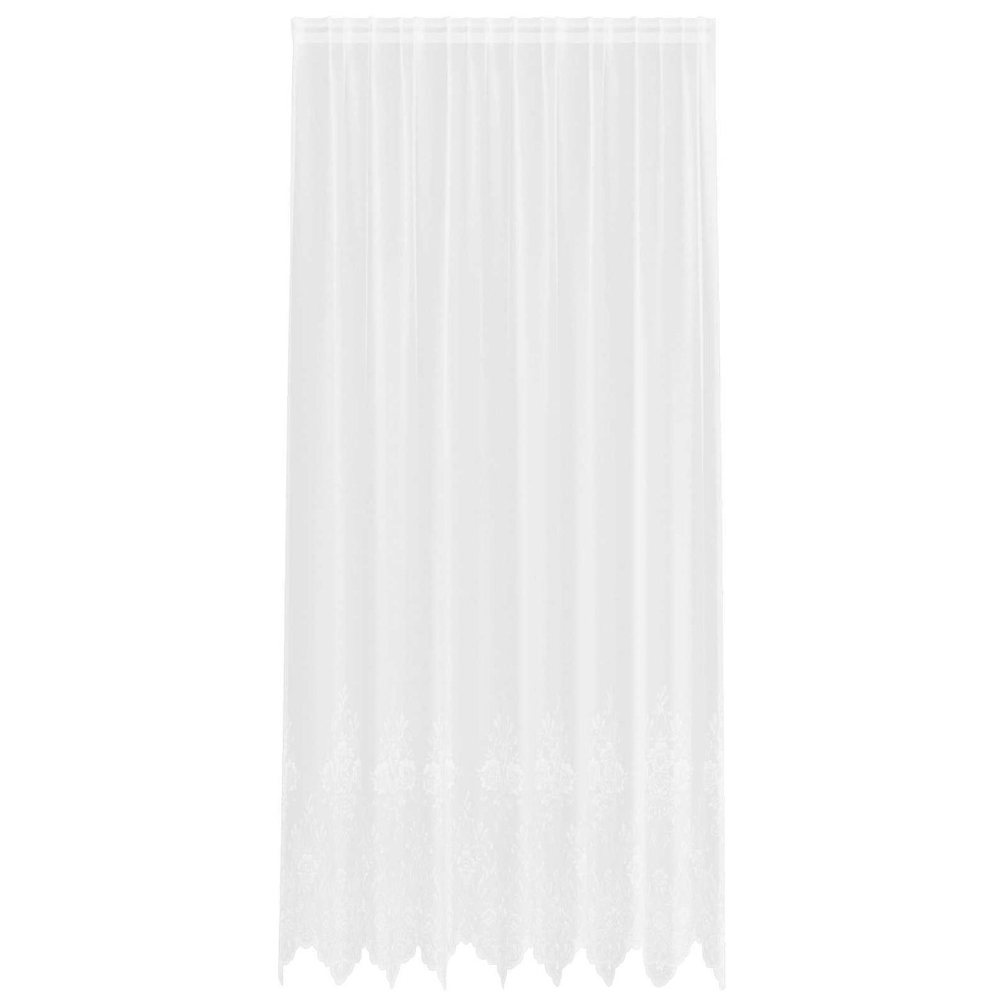 vidaXL Spitzenvorhang mit Vorhängen Floral Weiß 280 x 200 cm Polyester