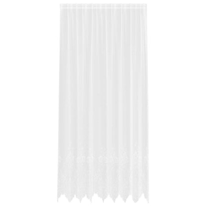 vidaXL Spitzenvorhang mit Vorhängen Floral Weiß 280 x 200 cm Polyester