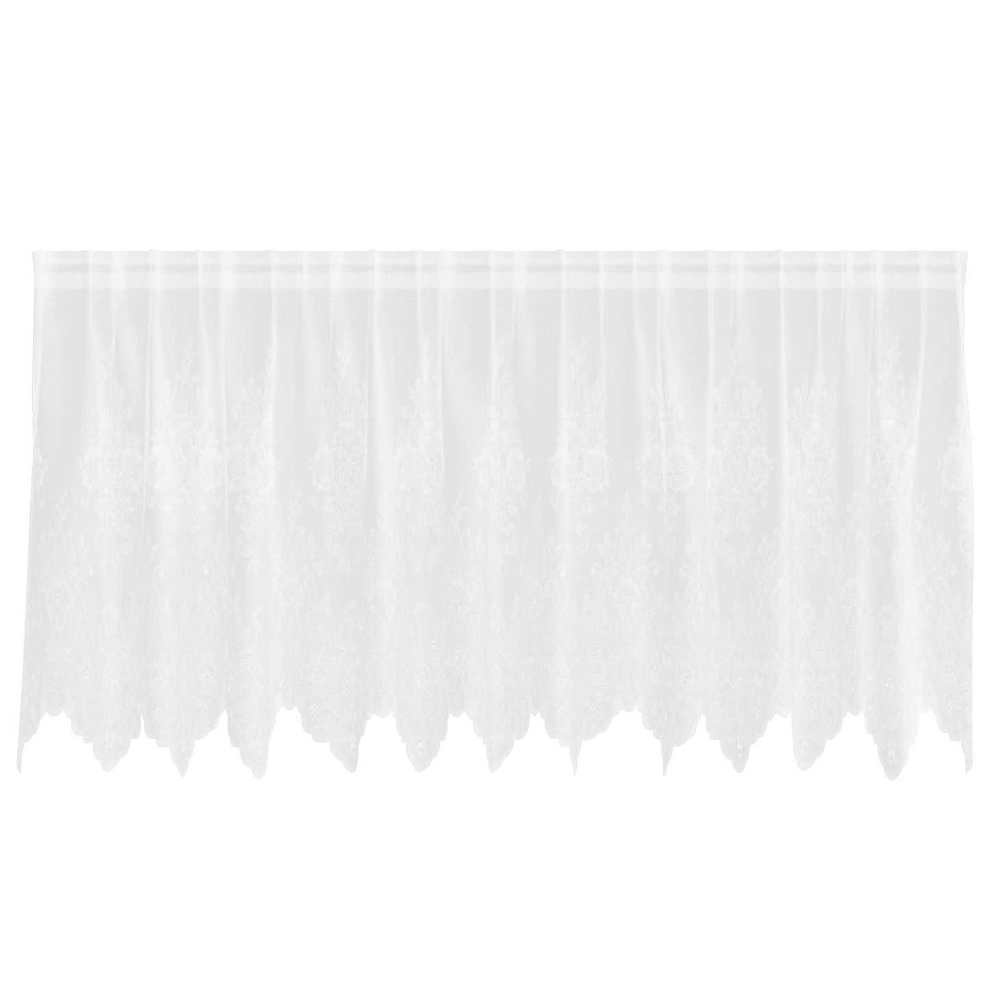 vidaXL Spitzenvorhang mit Vorhängen Floral Weiß 120 x 300 cm Polyester