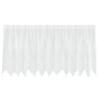 vidaXL Spitzenvorhang mit Vorhängen Floral Weiß 120 x 300 cm Polyester