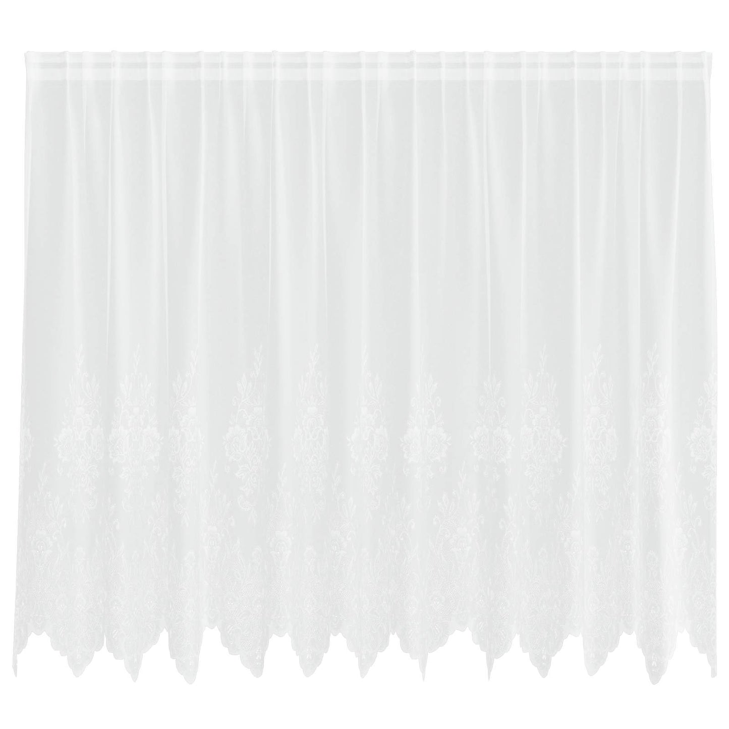 vidaXL Spitzenvorhang mit Vorhängen Floral Weiß 140 x 300 cm Polyester