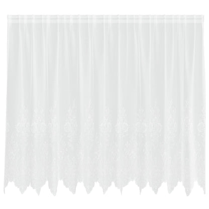 vidaXL Spitzenvorhang mit Vorhängen Floral Weiß 140 x 300 cm Polyester