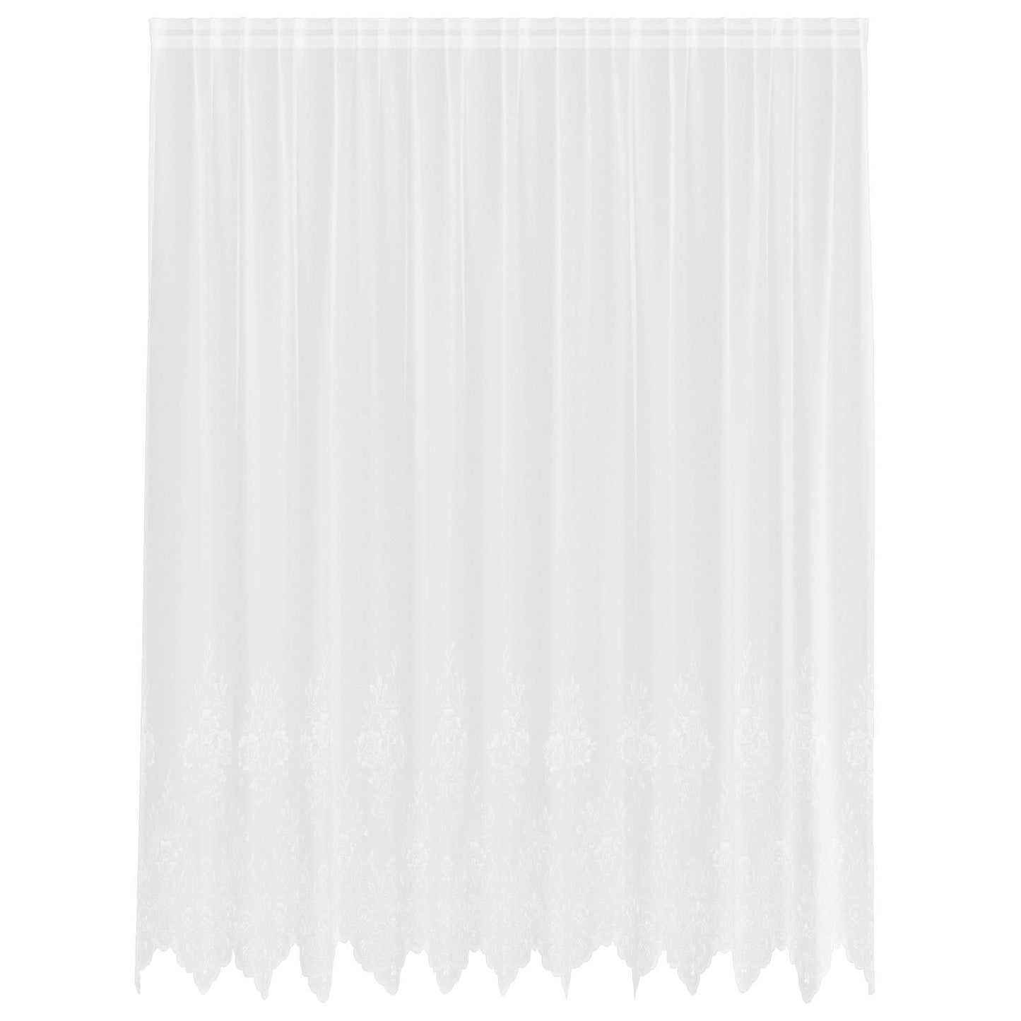 vidaXL Spitzenvorhang mit Vorhängen Floral Weiß 200 x 300 cm Polyester