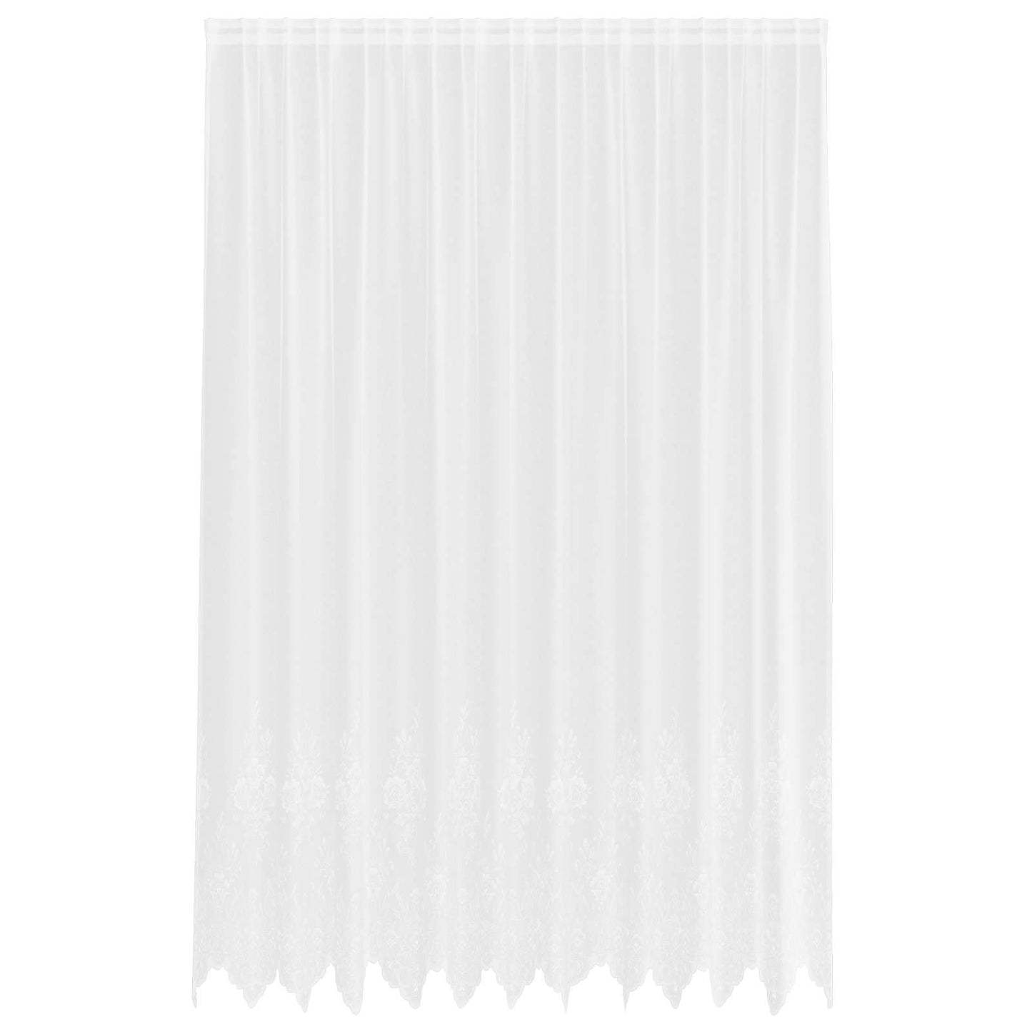vidaXL Spitzenvorhang mit Vorhängen Floral Weiß 300 x 300 cm Polyester
