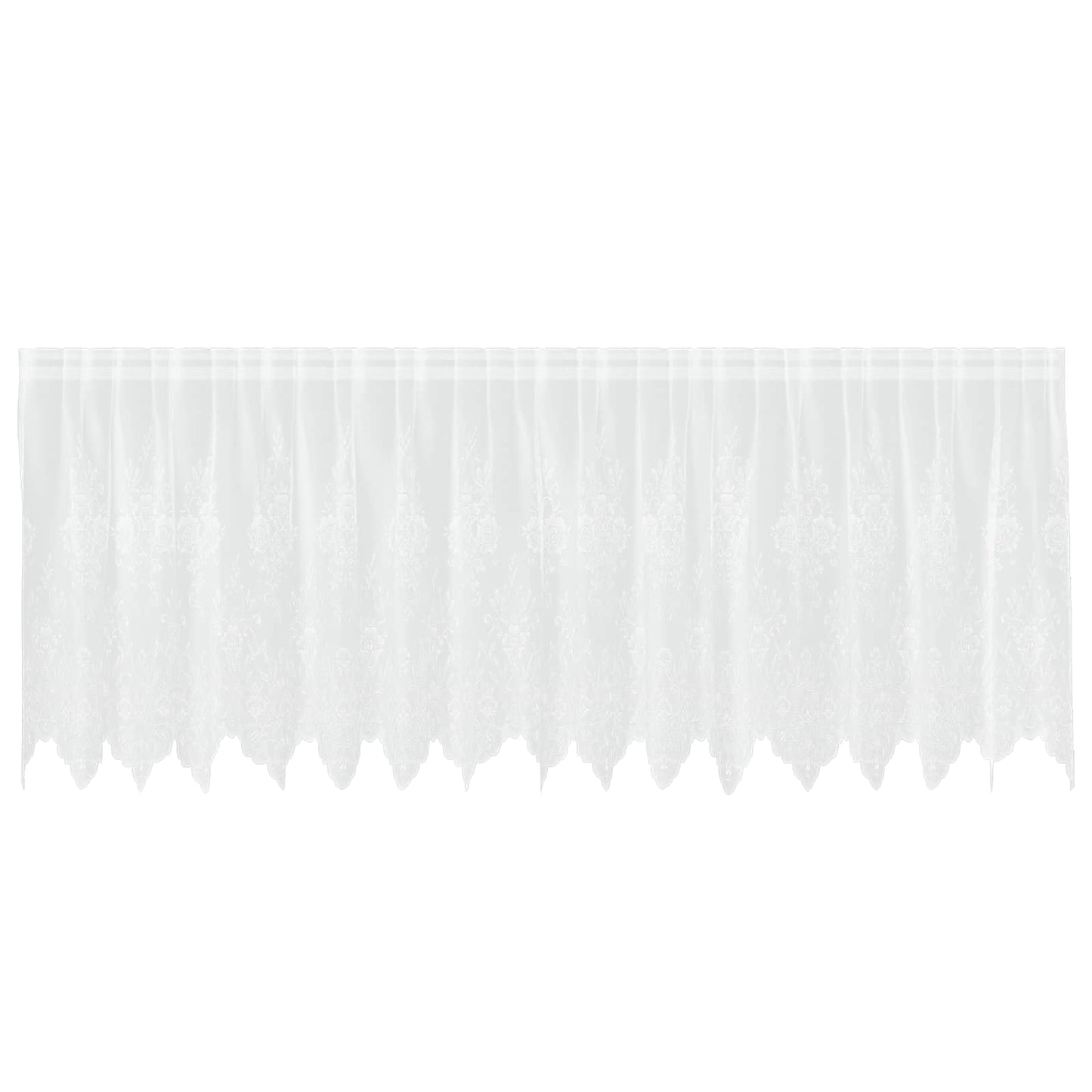 vidaXL Spitzenvorhang mit Vorhängen Floral Weiß 100 x 400 cm Polyester
