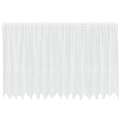 Spitzenvorhang mit Vorhängen Floral Weiß 160 x 400 cm Polyester