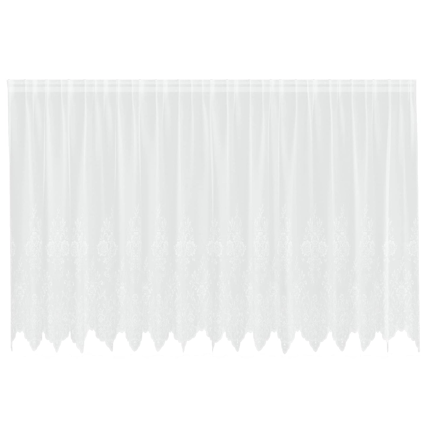 vidaXL Rideau en dentelle avec cantonnières Motif floral Blanc 180 x 400 cm Polyester