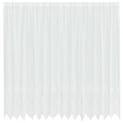 vidaXL Spitzenvorhang mit Vorhängen Floral Weiß 200 x 400 cm Polyester