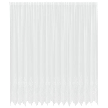 vidaXL Spitzenvorhang mit Vorhängen Floral Weiß 280 x 400 cm Polyester