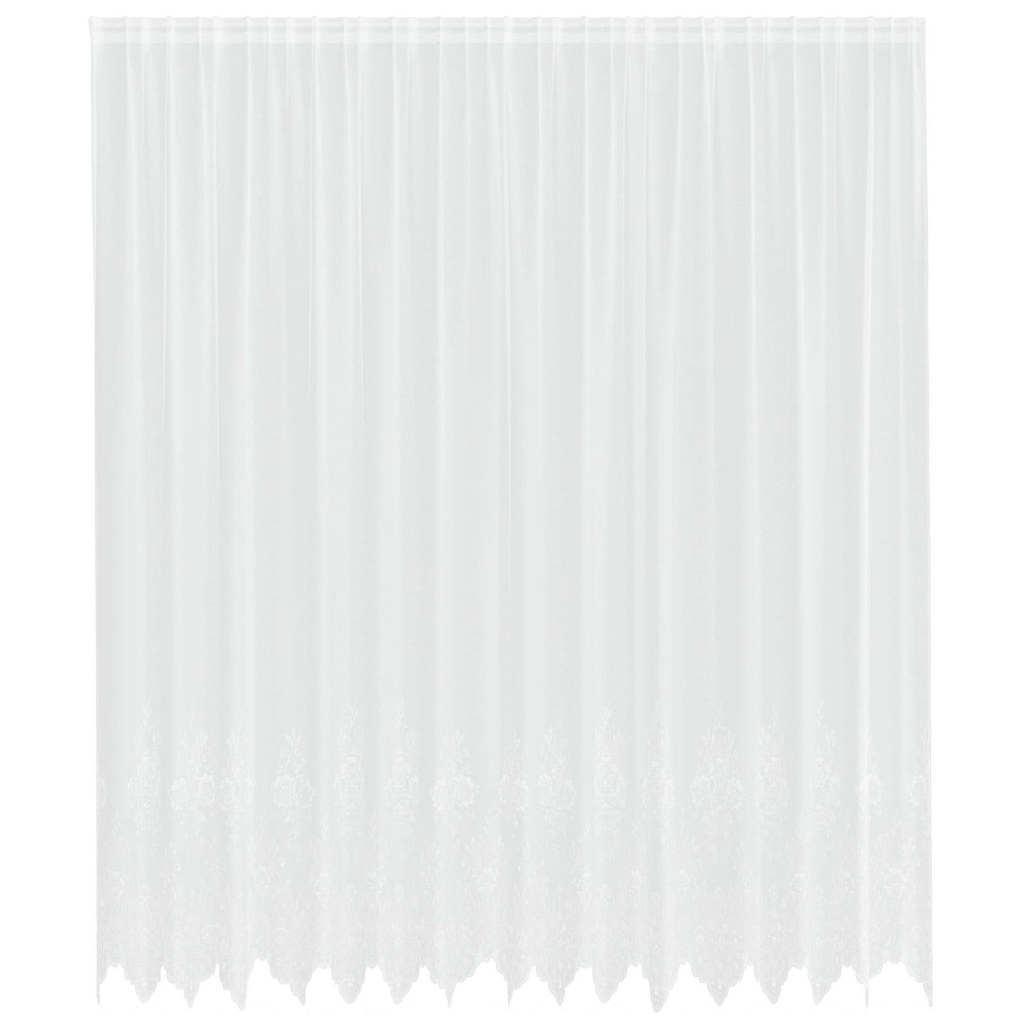 vidaXL Spitzenvorhang mit Vorhängen Floral Weiß 300 x 400 cm Polyester