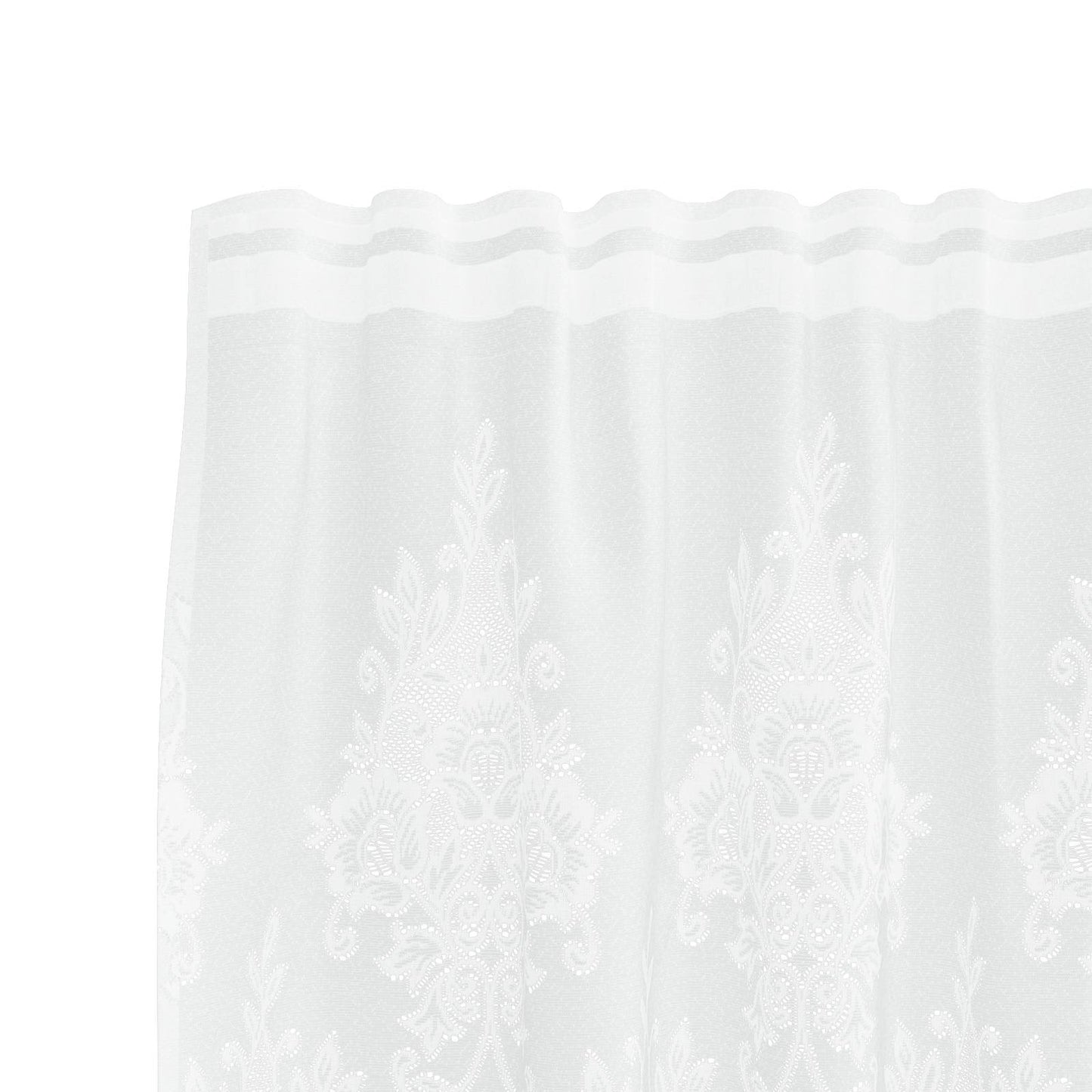 vidaXL Spitzenvorhang mit Vorhängen Floral Weiß 140 x 600 cm Polyester