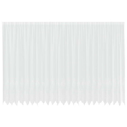 Spitzenvorhang mit Vorhängen Floral Weiß 200 x 600 cm Polyester