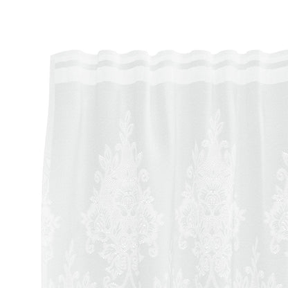 vidaXL Spitzenvorhang mit Vorhängen Floral Weiß 220 x 900 cm Polyester