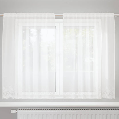 vidaXL Spitzenvorhang mit Vorhängen Floral Weiß 180 x 150 cm Polyester