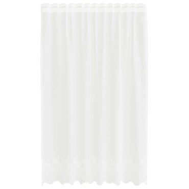 vidaXL Spitzenvorhang mit Vorhängen Floral Weiß 180 x 150 cm Polyester
