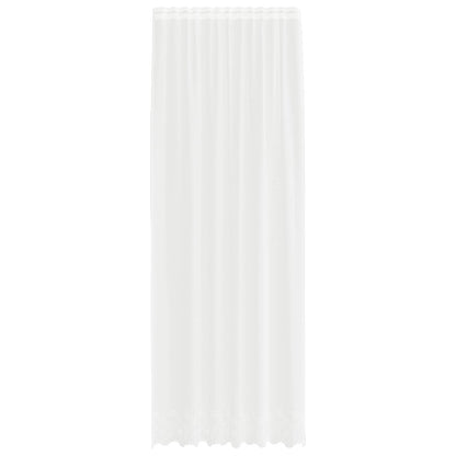 Spitzenvorhang mit Vorhängen Floral Weiß 300 x 150 cm Polyester