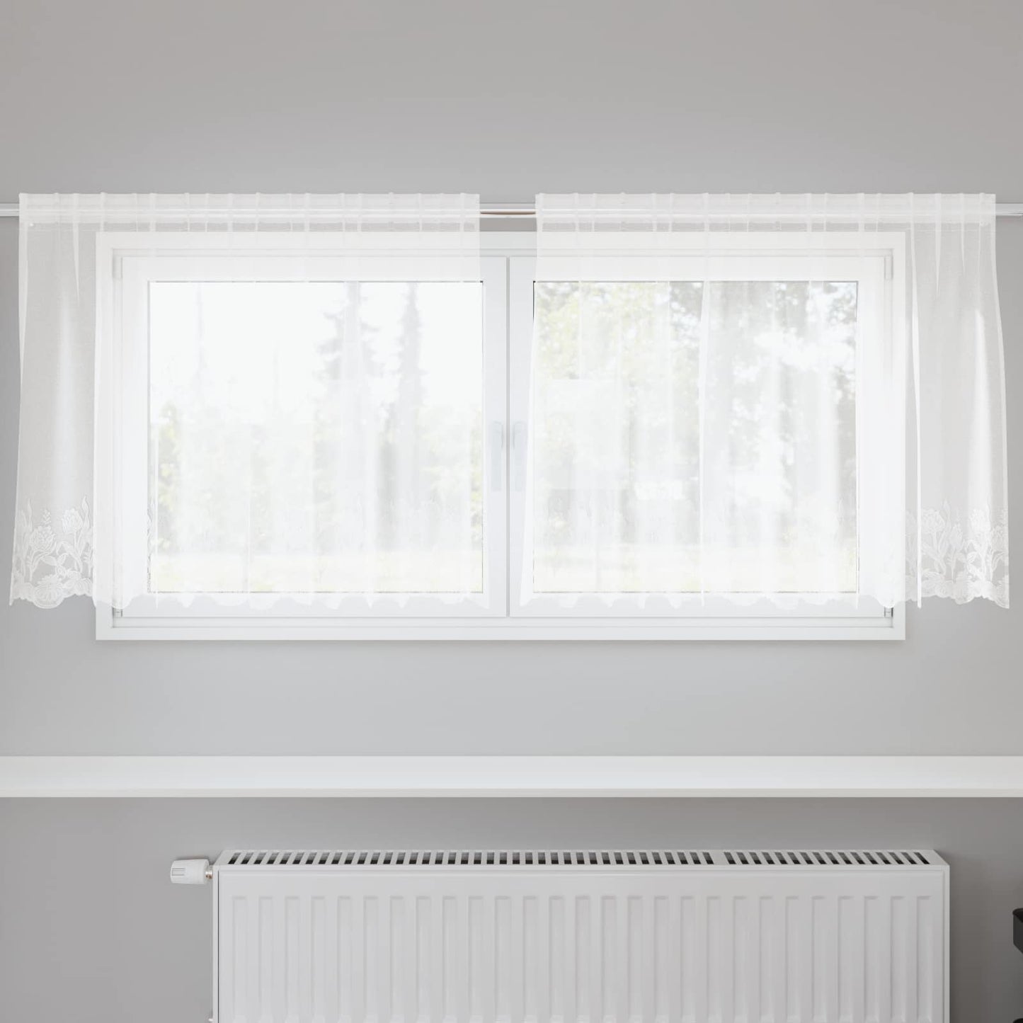 vidaXL Spitzenvorhang mit Vorhängen Weiß 200 x 120 cm Polyester