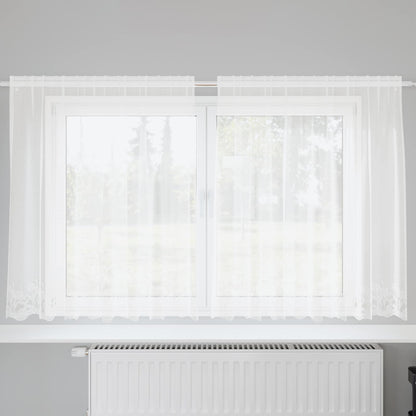 vidaXL Spitzenvorhang mit Vorhängen Floral Weiß 140 x 200 cm Polyester