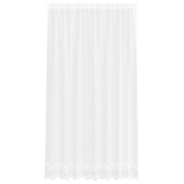 vidaXL Spitzenvorhang mit Vorhängen Floral Weiß 240 x 200 cm Polyester