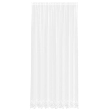 vidaXL Spitzenvorhang mit Vorhängen Floral Weiß 280 x 200 cm Polyester