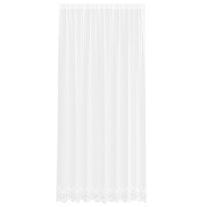 vidaXL Spitzenvorhang mit Vorhängen Floral Weiß 280 x 200 cm Polyester