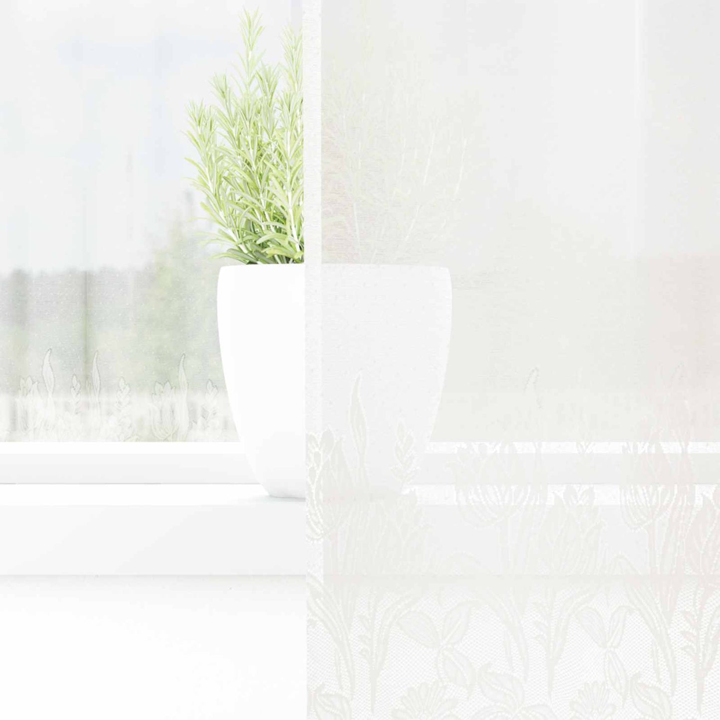 Spitzenvorhang mit Vorhängen Floral Weiß 80 x 300 cm Polyester