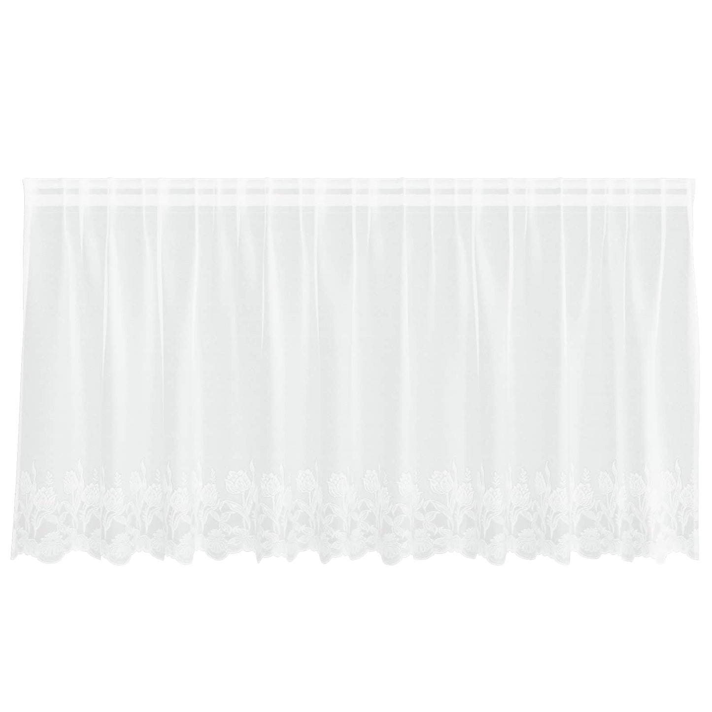 vidaXL Spitzenvorhang mit Vorhängen Floral Weiß 100 x 300 cm Polyester