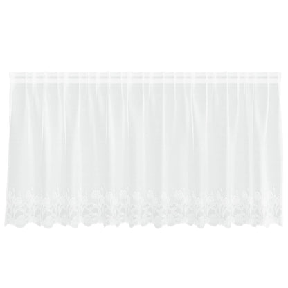 vidaXL Spitzenvorhang mit Vorhängen Floral Weiß 100 x 300 cm Polyester