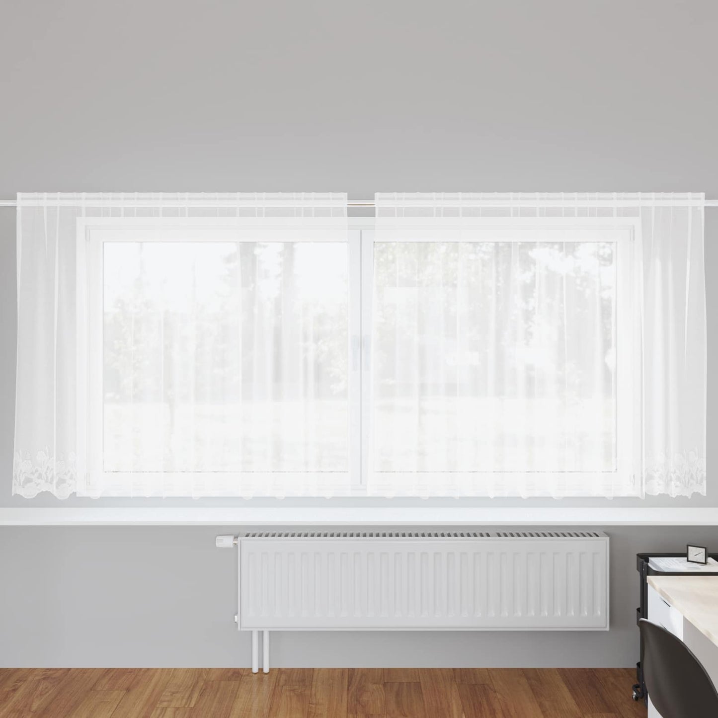 vidaXL Spitzenvorhang mit Vorhängen Floral Weiß 160 x 300 cm Polyester