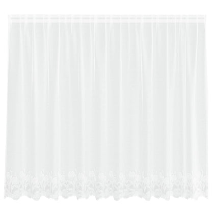 vidaXL Spitzenvorhang mit Vorhängen Floral Weiß 160 x 300 cm Polyester