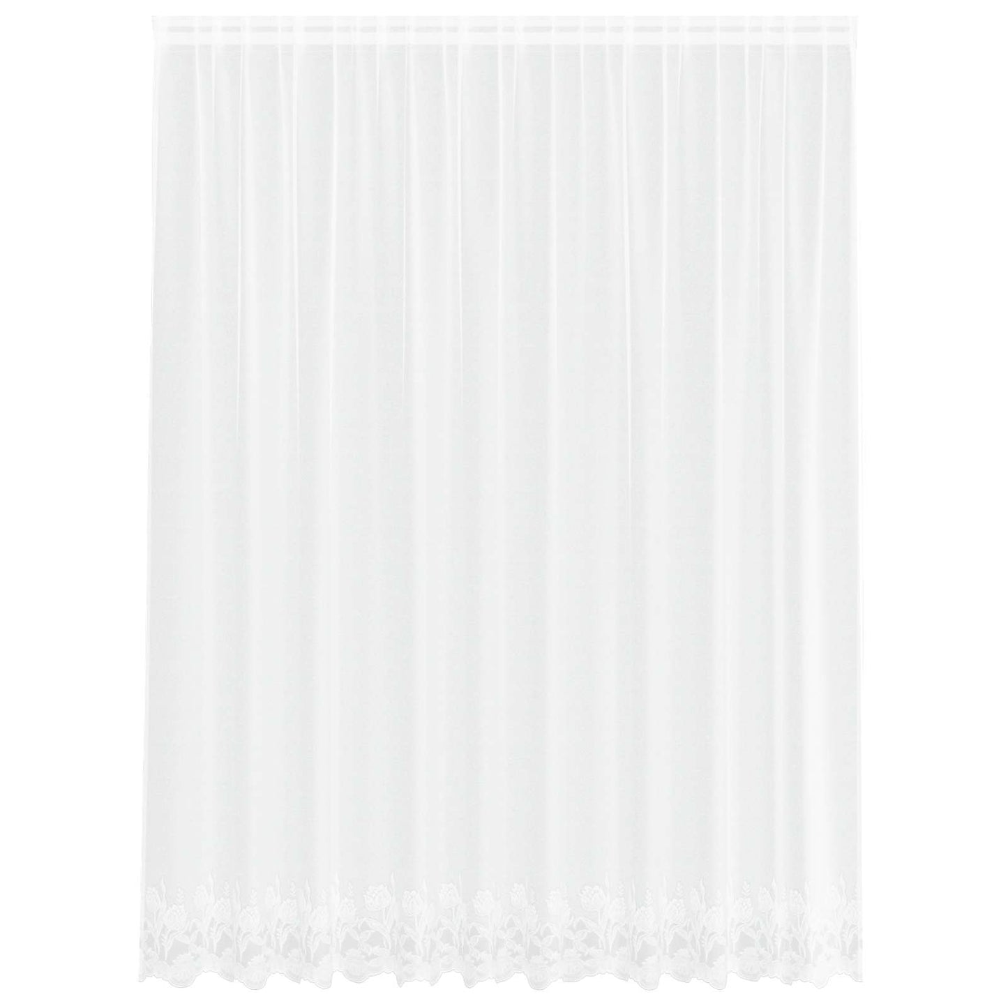 vidaXL Spitzenvorhang mit Vorhängen Floral Weiß 240 x 300 cm Polyester