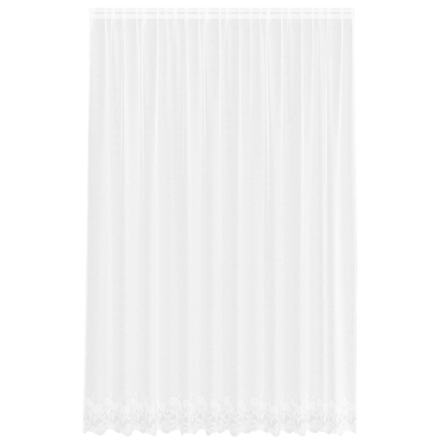 vidaXL Spitzenvorhang mit Vorhängen Floral Weiß 260 x 300 cm Polyester