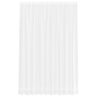 vidaXL Spitzenvorhang mit Vorhängen Floral Weiß 260 x 300 cm Polyester