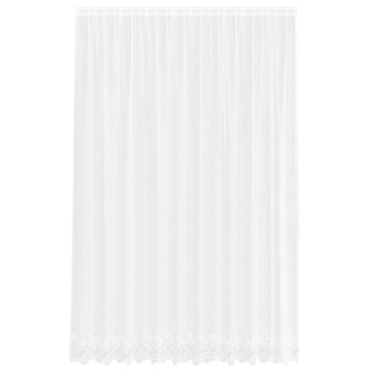 vidaXL Spitzenvorhang mit Vorhängen Floral Weiß 280 x 300 cm Polyester