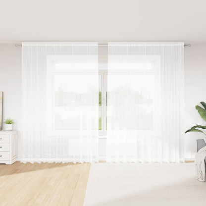 vidaXL Spitzenvorhang mit Vorhängen Floral Weiß 300 x 300 cm Polyester