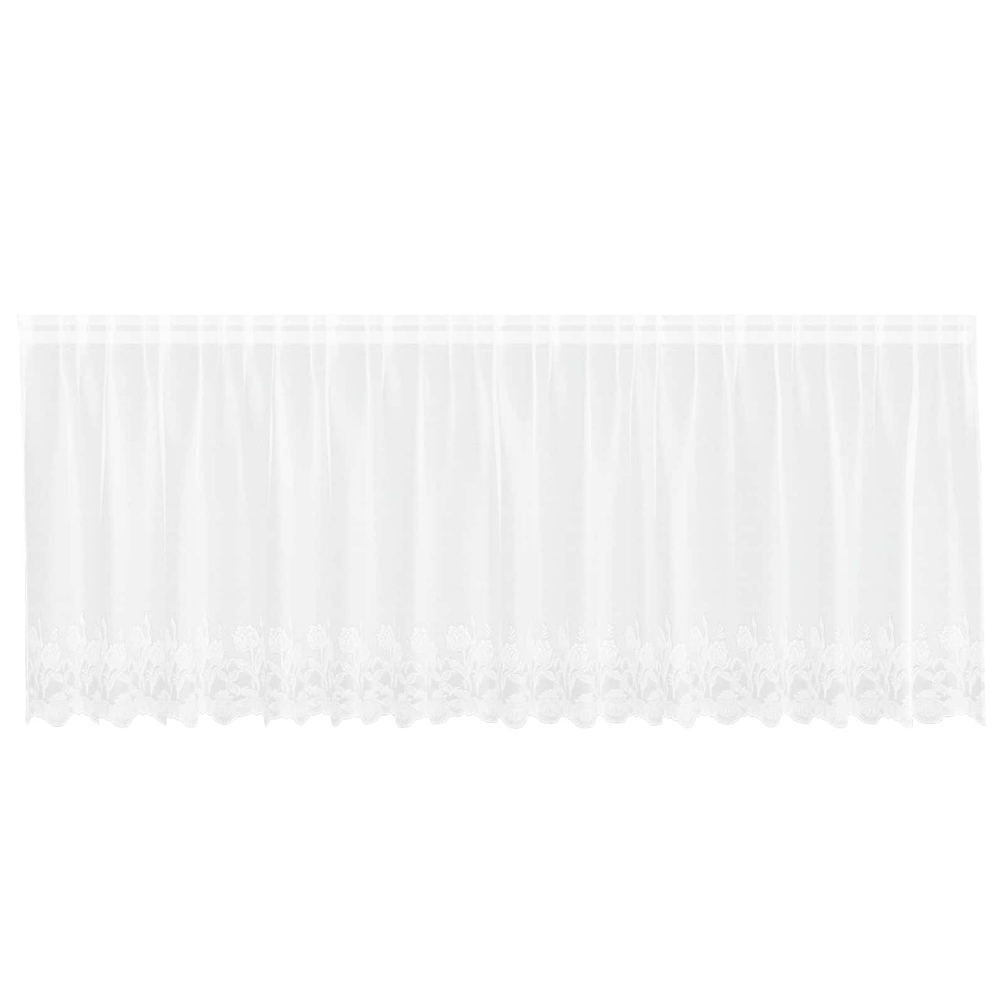 vidaXL Spitzenvorhang mit Vorhängen Floral Weiß 100 x 400 cm Polyester