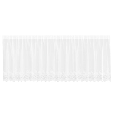 vidaXL Spitzenvorhang mit Vorhängen Floral Weiß 100 x 400 cm Polyester