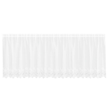 vidaXL Spitzenvorhang mit Vorhängen Floral Weiß 100 x 400 cm Polyester