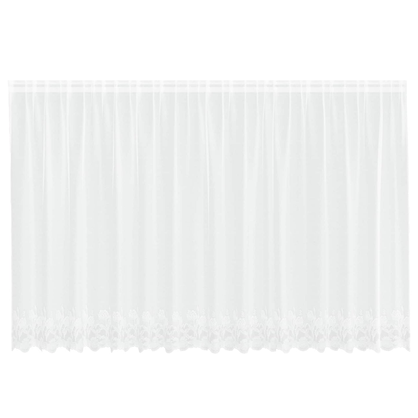 vidaXL Spitzenvorhang mit Vorhängen Floral Weiß 180 x 400 cm Polyester
