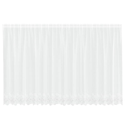 vidaXL Spitzenvorhang mit Vorhängen Floral Weiß 180 x 400 cm Polyester