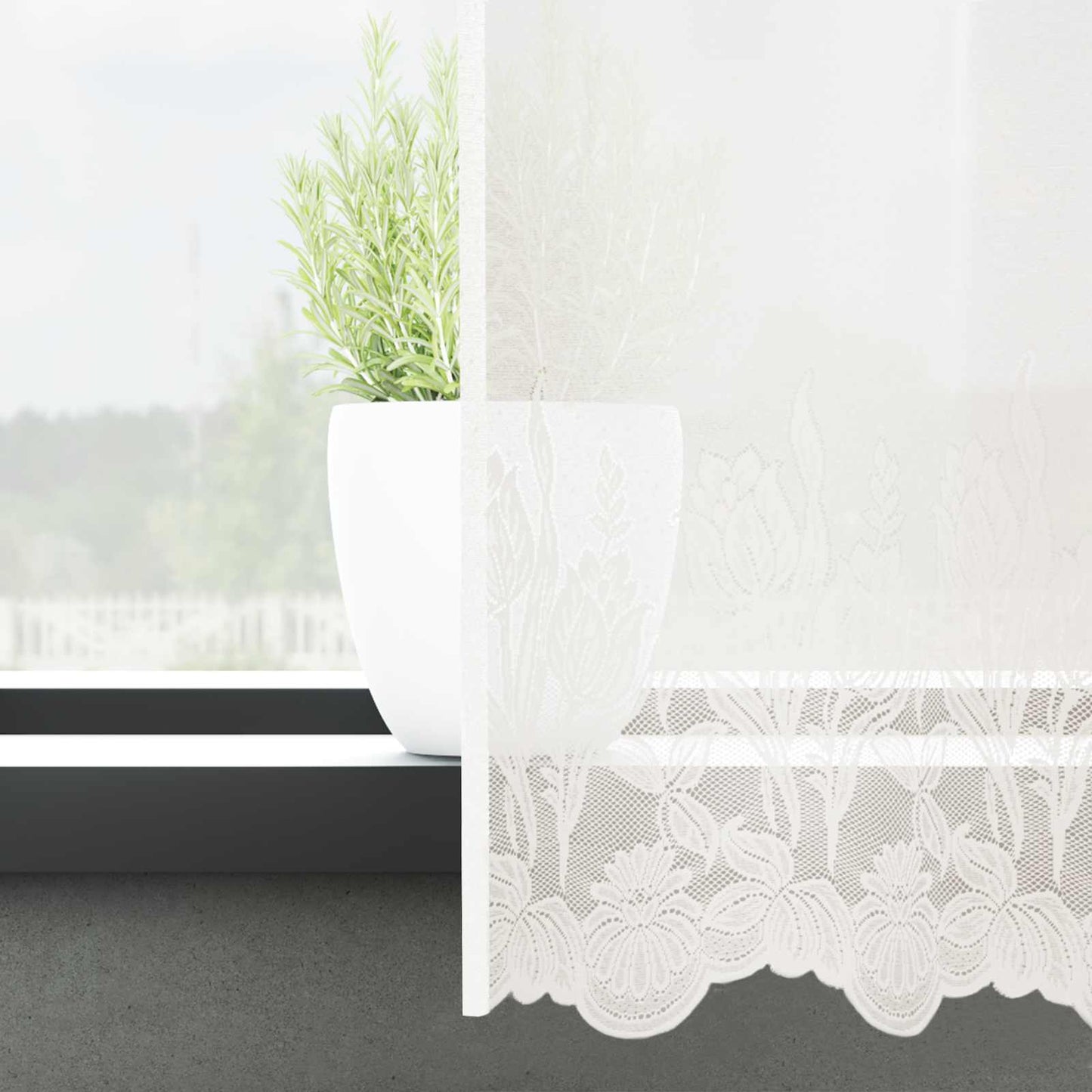 vidaXL Spitzenvorhang mit Vorhängen Weiß 500 x 120 cm Polyester