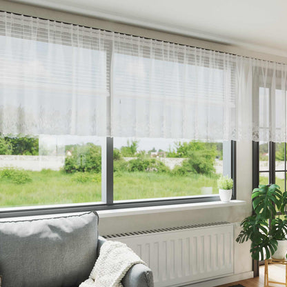 vidaXL Spitzenvorhang mit Vorhängen Weiß 500 x 120 cm Polyester