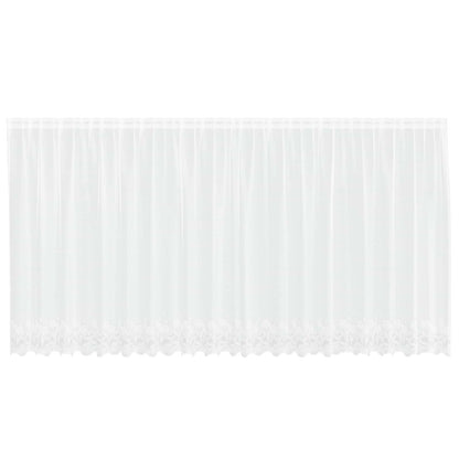 Spitzenvorhang mit Vorhängen Floral Weiß 140 x 500 cm Polyester